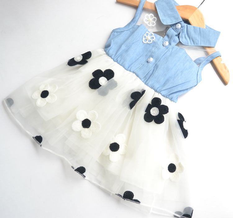 Summer girls wear denim skirt dress dress baby baby princess dress on behalf of a children. - Amazhona 