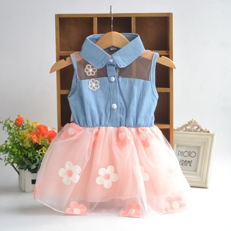 Summer girls wear denim skirt dress dress baby baby princess dress on behalf of a children. - Amazhona 