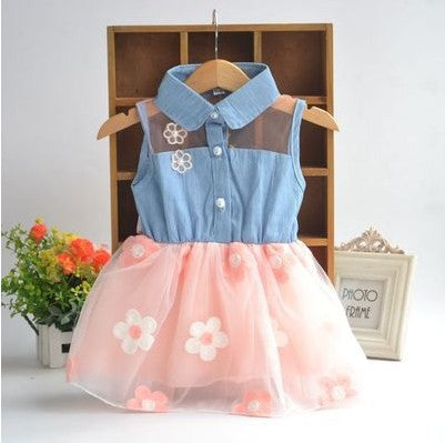 Summer girls wear denim skirt dress dress baby baby princess dress on behalf of a children. - Amazhona 