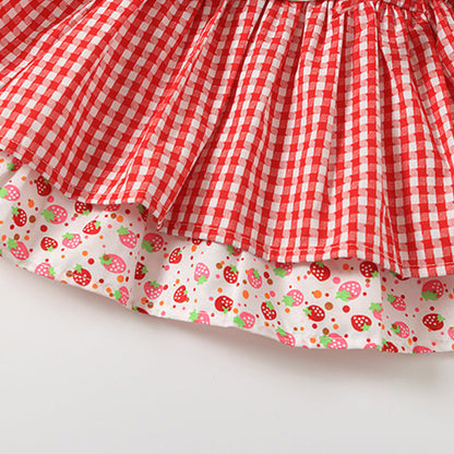 Summer new girls embroidered plaid princess dress female baby Korean skirt - Amazhona 