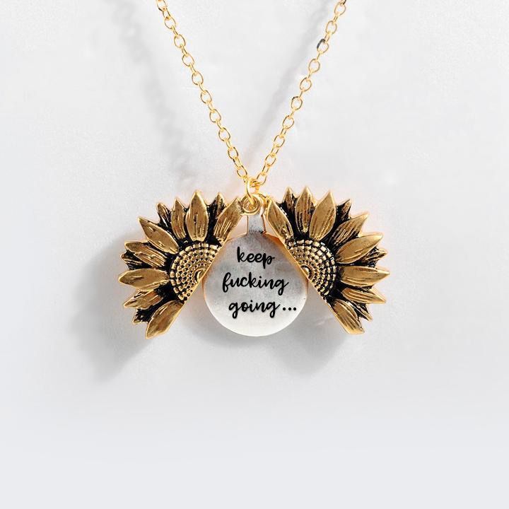 Sunflower Double-layer Lettering Necklace - Amazhona 