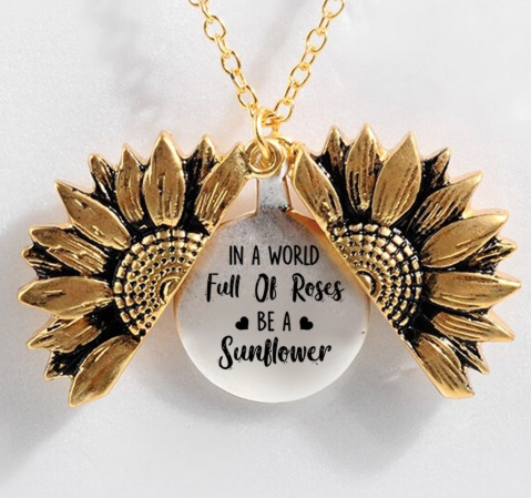 Sunflower Double-layer Lettering Necklace - Amazhona 