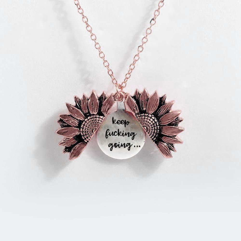 Sunflower Double-layer Lettering Necklace - Amazhona 