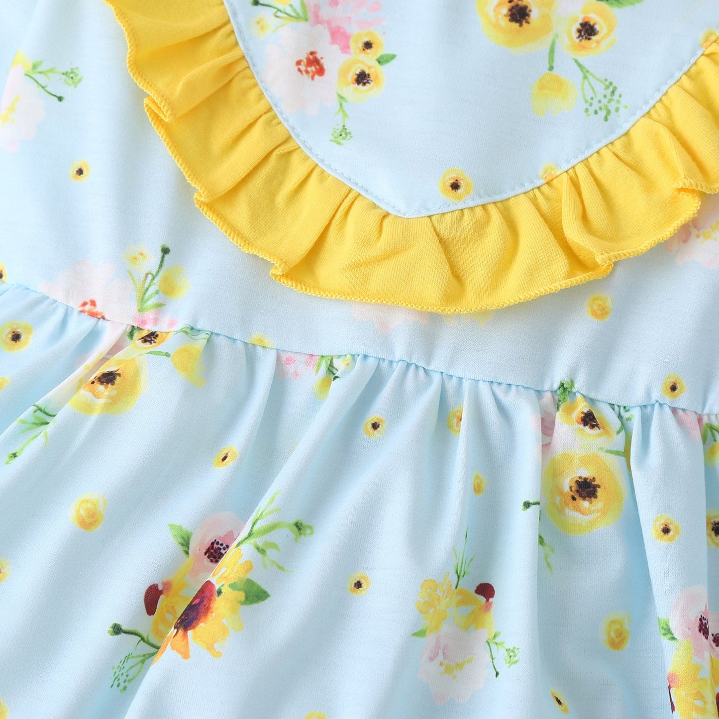 Sunflower Print Long Sleeve Princess Dress Cute Long Sleeve Dress For Girls - Amazhona 