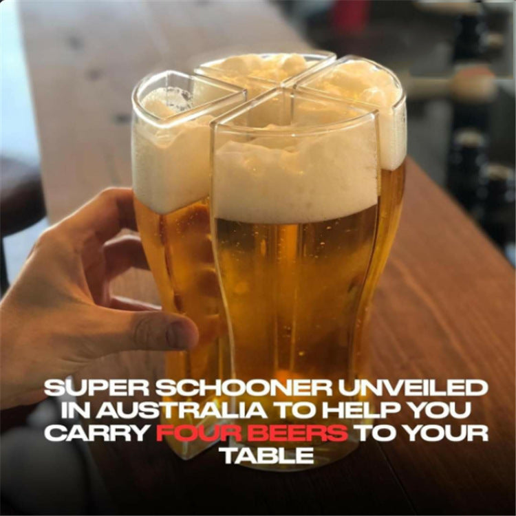 Super Schooner Beer Glasses Mug Cup Separable 4 Part Large Capacity Thick Beer Mug Glass Transparent for Club Bar Party - Amazhona 