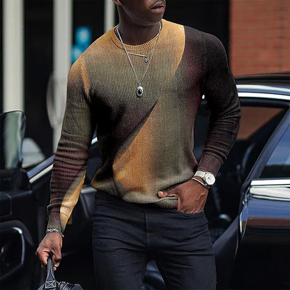 Sweater Mens Long Sleeve Tops Thermal Underwear Tops Casual Patchwork Plaid Knitwear Fashion Man Round Neck Jumpers Pullover - Amazhona 