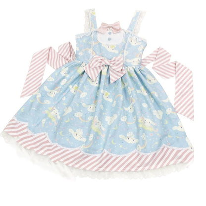 Sweet Lolita Style Cartoon Print Princess Dress Women Cute Bow Lace Party Strap Dresses Girly Harajuku Kawaii Y2k Mini Vestidos - Amazhona 