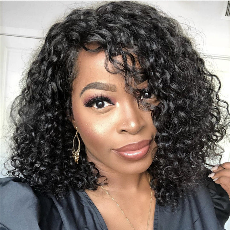 Synthetic Lace Front Wig Africa Small Curly Wig Women's Medium And Long Curly Hair Braided Wigs - Amazhona 