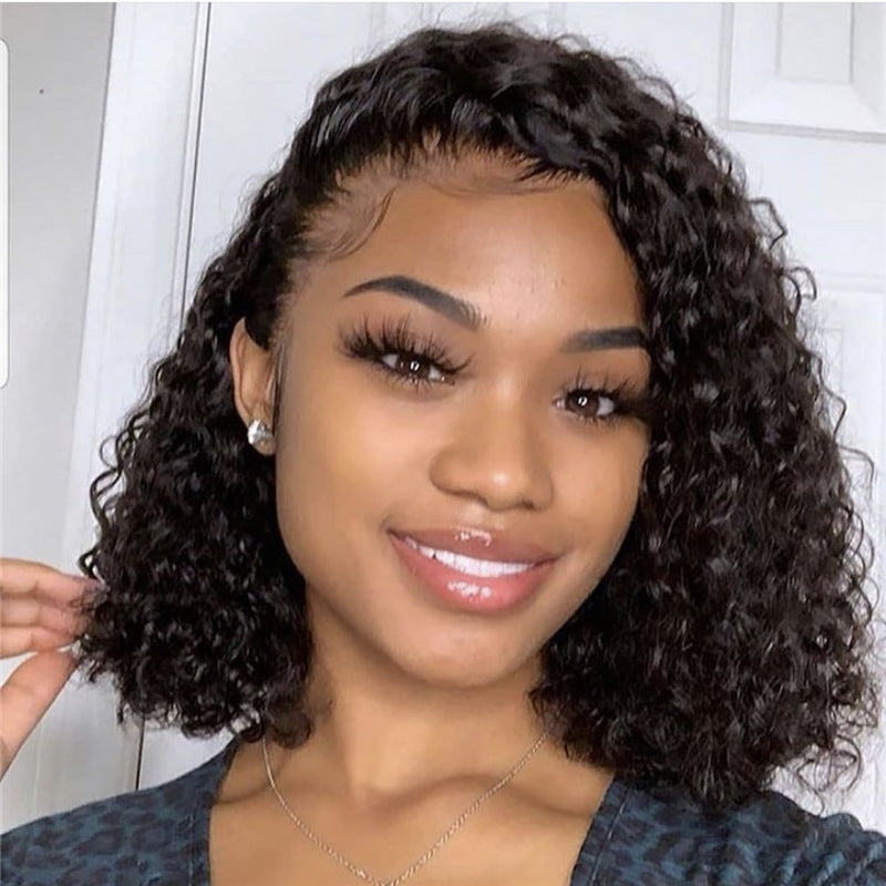 Synthetic Lace Front Wig Africa Small Curly Wig Women's Medium And Long Curly Hair Braided Wigs - Amazhona 