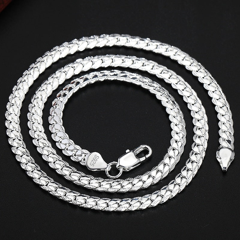 TIEEFEGO S925 Sterling Silver 2 Piece 5MM Full Sideways Chain Necklace Bracelet For Women Men Fashion Jewelry Sets Wedding Gift - Amazhona 