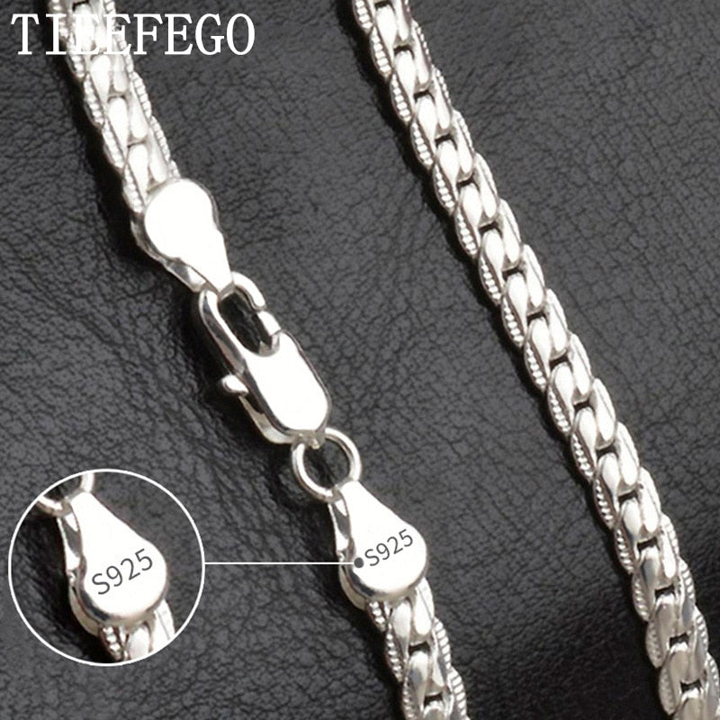 TIEEFEGO S925 Sterling Silver 2 Piece 5MM Full Sideways Chain Necklace Bracelet For Women Men Fashion Jewelry Sets Wedding Gift - Amazhona 