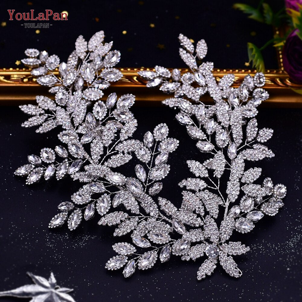 TOPQUEEN HP254 Bridal Side Clip Wedding Tiara Bridal Hairpins Handmade Rhinestone Women Headwear Alloy Flower Bride Headdress - Amazhona 