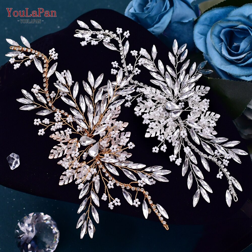 TOPQUEEN HP254 Bridal Side Clip Wedding Tiara Bridal Hairpins Handmade Rhinestone Women Headwear Alloy Flower Bride Headdress - Amazhona 