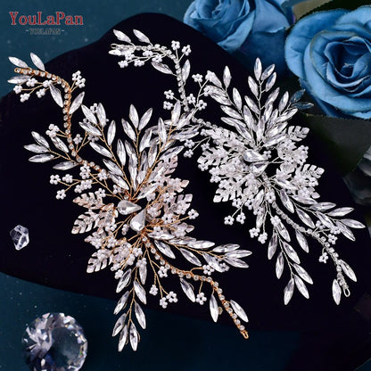 TOPQUEEN HP254 Bridal Side Clip Wedding Tiara Bridal Hairpins Handmade Rhinestone Women Headwear Alloy Flower Bride Headdress - Amazhona 