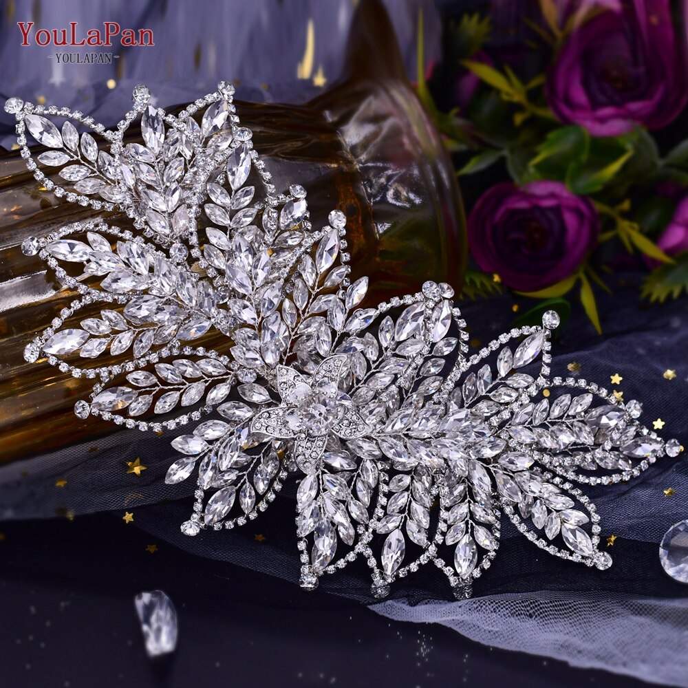 TOPQUEEN HP254 Bridal Side Clip Wedding Tiara Bridal Hairpins Handmade Rhinestone Women Headwear Alloy Flower Bride Headdress - Amazhona 