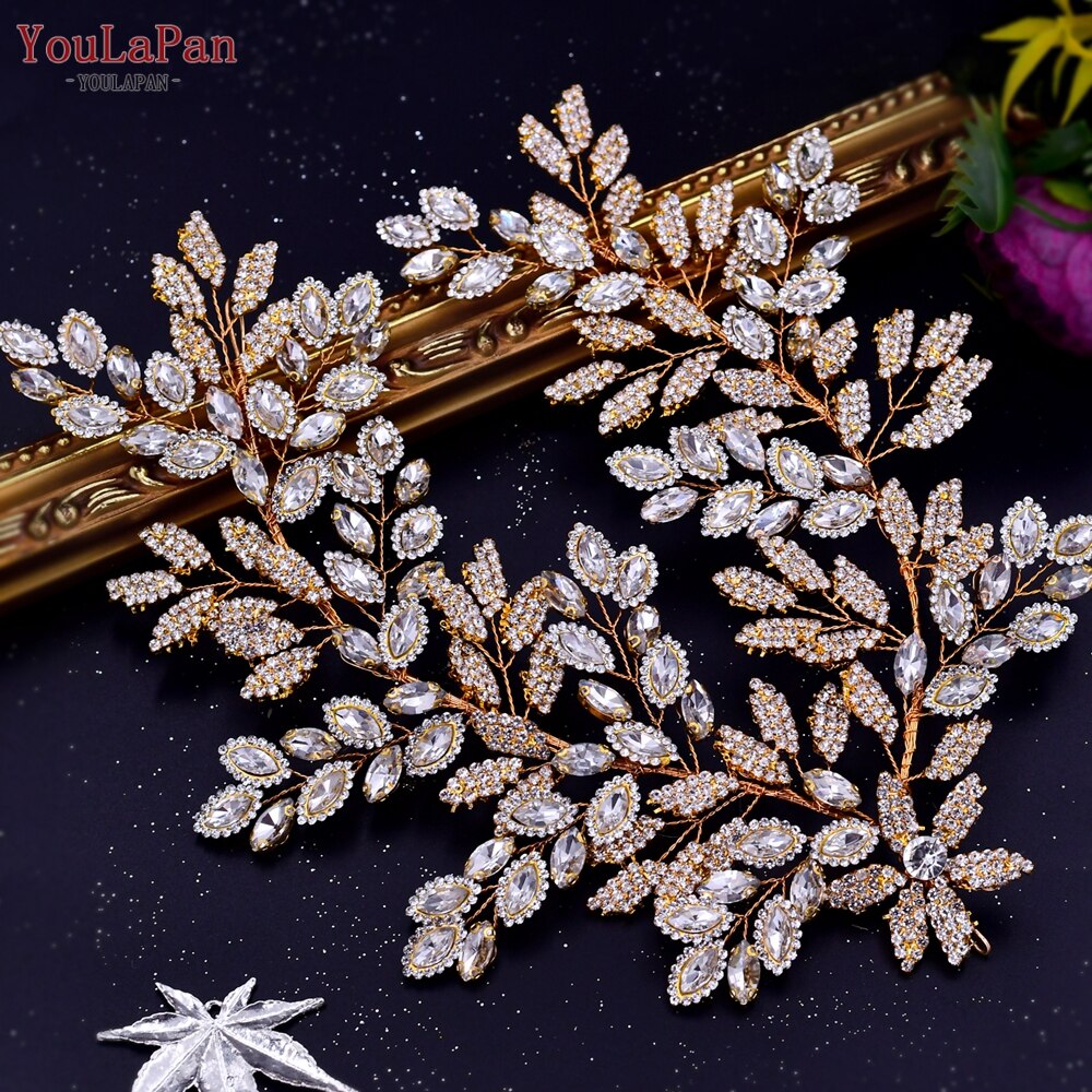 TOPQUEEN HP254 Bridal Side Clip Wedding Tiara Bridal Hairpins Handmade Rhinestone Women Headwear Alloy Flower Bride Headdress - Amazhona 