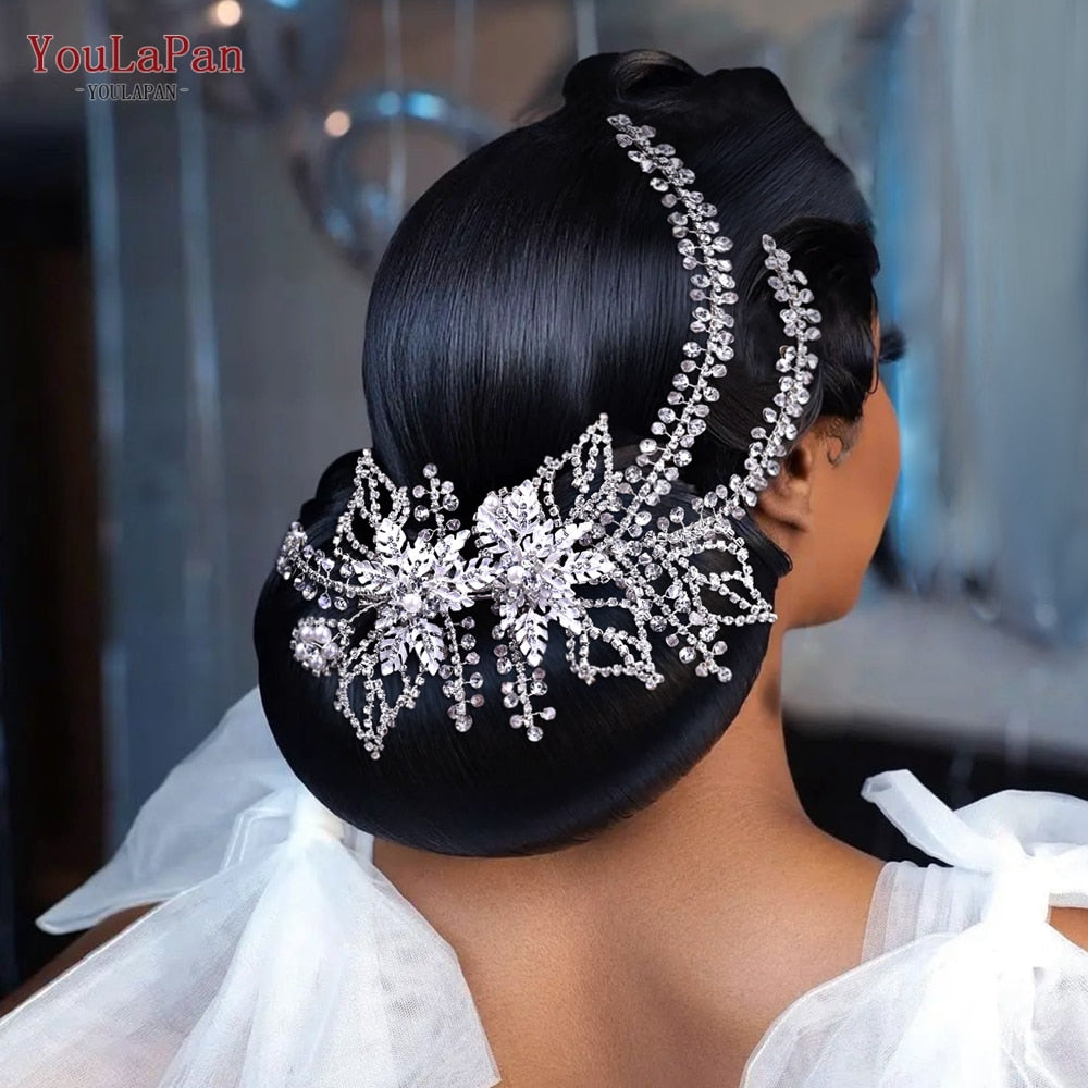 TOPQUEEN HP254 Bridal Side Clip Wedding Tiara Bridal Hairpins Handmade Rhinestone Women Headwear Alloy Flower Bride Headdress - Amazhona 