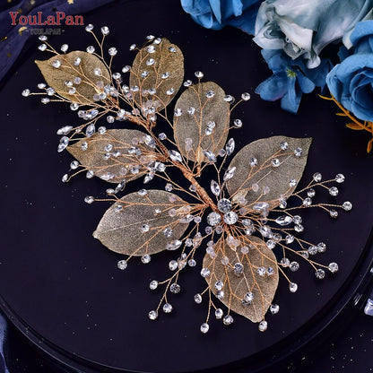 TOPQUEEN HP254 Bridal Side Clip Wedding Tiara Bridal Hairpins Handmade Rhinestone Women Headwear Alloy Flower Bride Headdress - Amazhona 