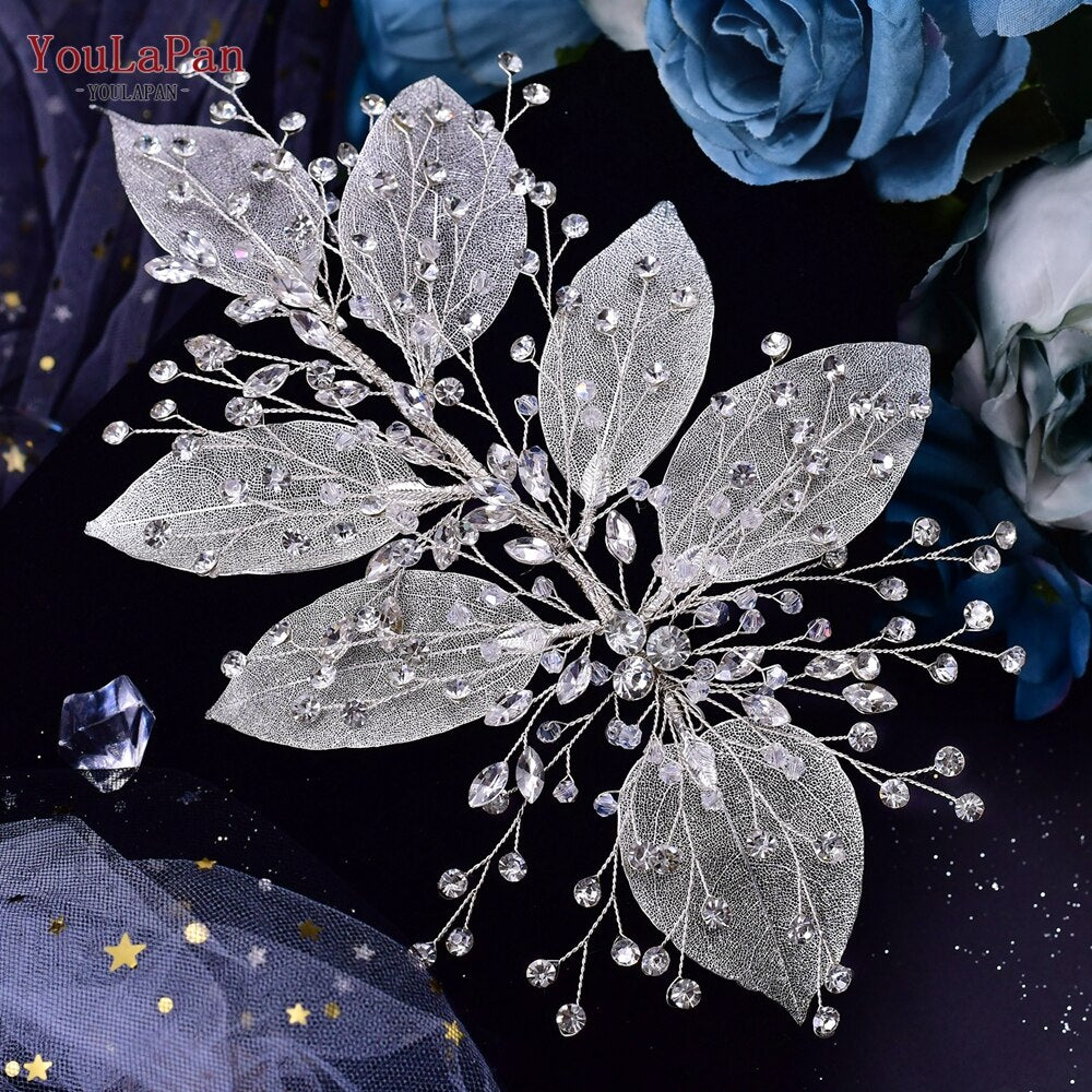 TOPQUEEN HP254 Bridal Side Clip Wedding Tiara Bridal Hairpins Handmade Rhinestone Women Headwear Alloy Flower Bride Headdress - Amazhona 