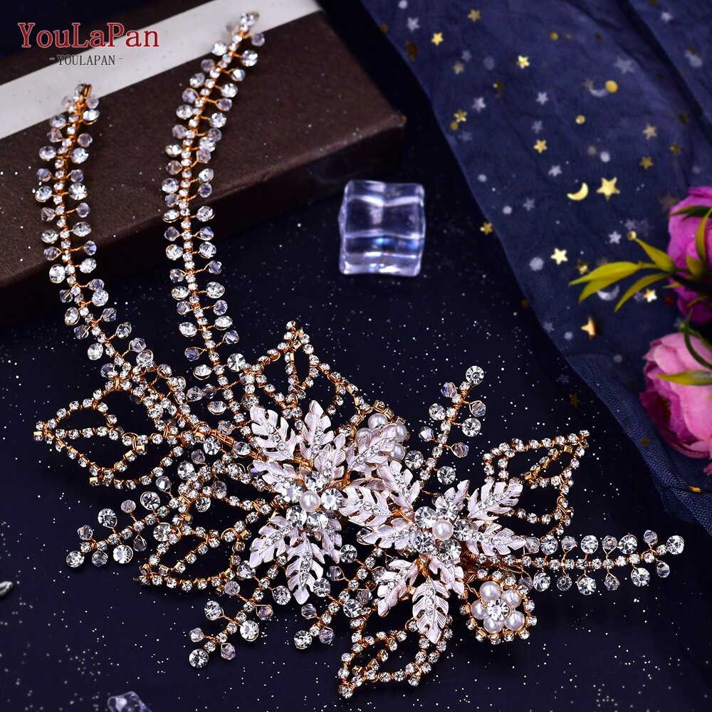 TOPQUEEN HP254 Bridal Side Clip Wedding Tiara Bridal Hairpins Handmade Rhinestone Women Headwear Alloy Flower Bride Headdress - Amazhona 