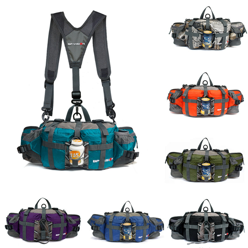 Tactics Waist Bag Men Women Multifunction Waterproof Shoulder Bag Outdoor Camping Hiking Riding Travel Sport Kettle Backpack Bag - Amazhona 