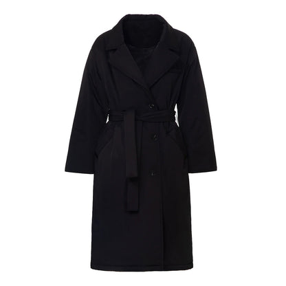 Temperament Long Cotton Jacket With Belt - Amazhona 