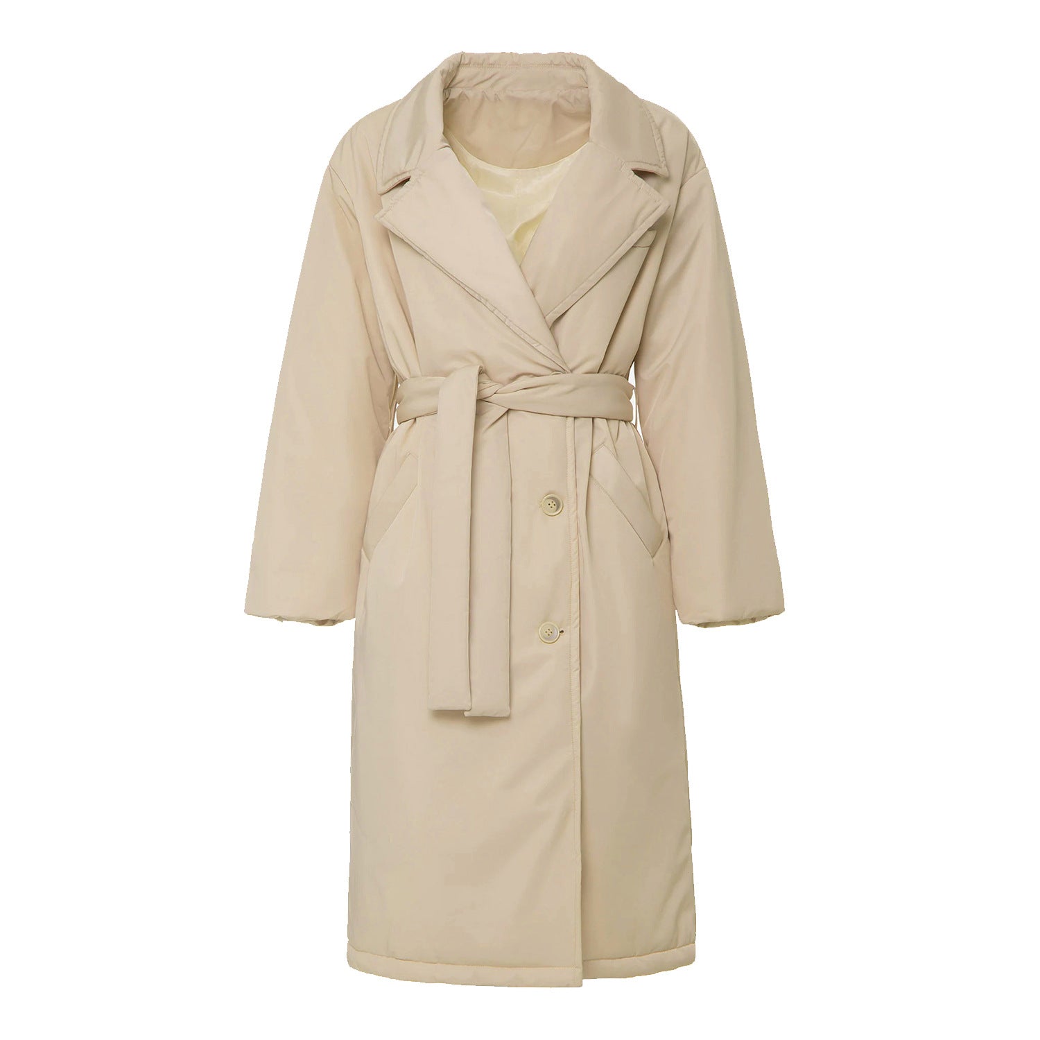 Temperament Long Cotton Jacket With Belt - Amazhona 