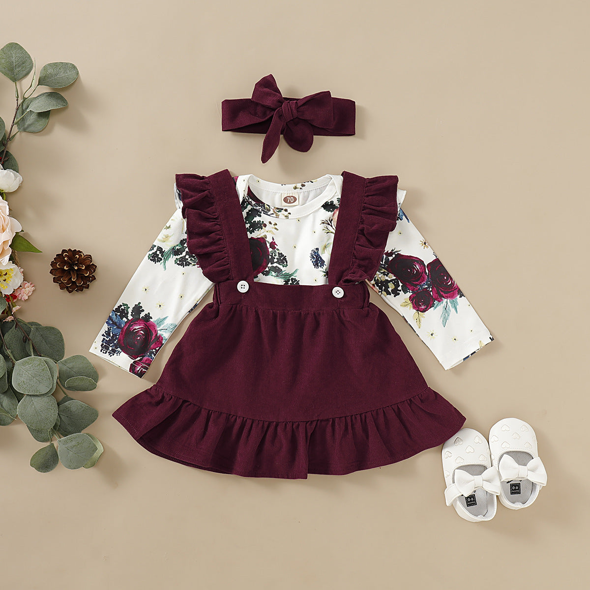 Three-piece set of baby and toddler flower print straps - Amazhona 