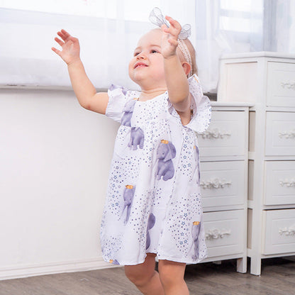 Toddler Infant Baby Girls Dress Stars Elephant Print Dresses - Amazhona 