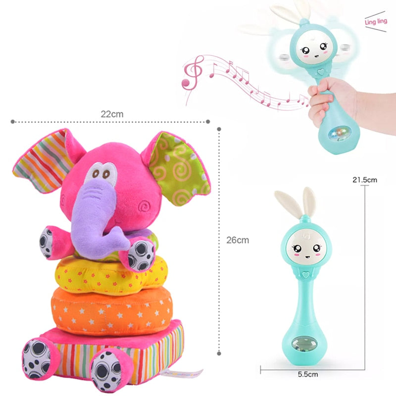 Toys For Newborn Children Educational Baby Toys Soft Plush Mobile Rattles Toys Kidsbele Elephant Stacking Baby Toys Handbell - Amazhona 