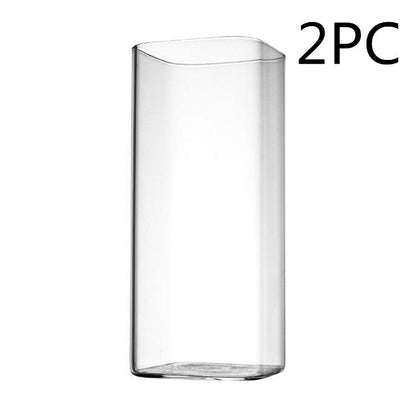 Transparent Glass Water Cup European Style Juice Cup Creative Square Heat-Resistant Glass Milk Cup - Amazhona 