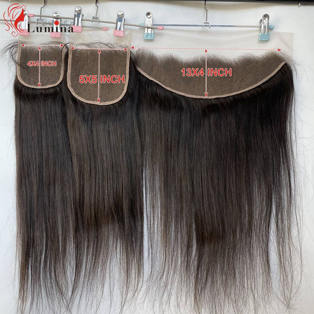 Transparent Lace Frontal Closure Only Peruvian Straight Human Hair 13x4 Lace Frontal 4x4 Lace Closure Remy Hair 5x5 Lace Closure - Amazhona 