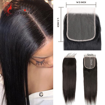 Transparent Lace Frontal Closure Only Peruvian Straight Human Hair 13x4 Lace Frontal 4x4 Lace Closure Remy Hair 5x5 Lace Closure - Amazhona 