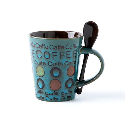 Trendy Ceramic Coffee Milk Mug With Lid Spoon - Amazhona 