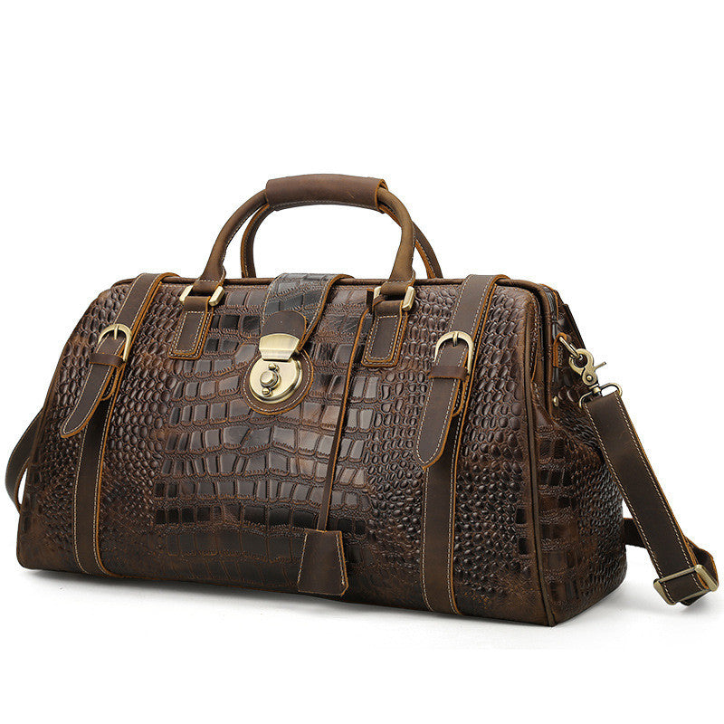 Trendy Cow European And American Men's Leather Pattern Travel Bag - Amazhona 