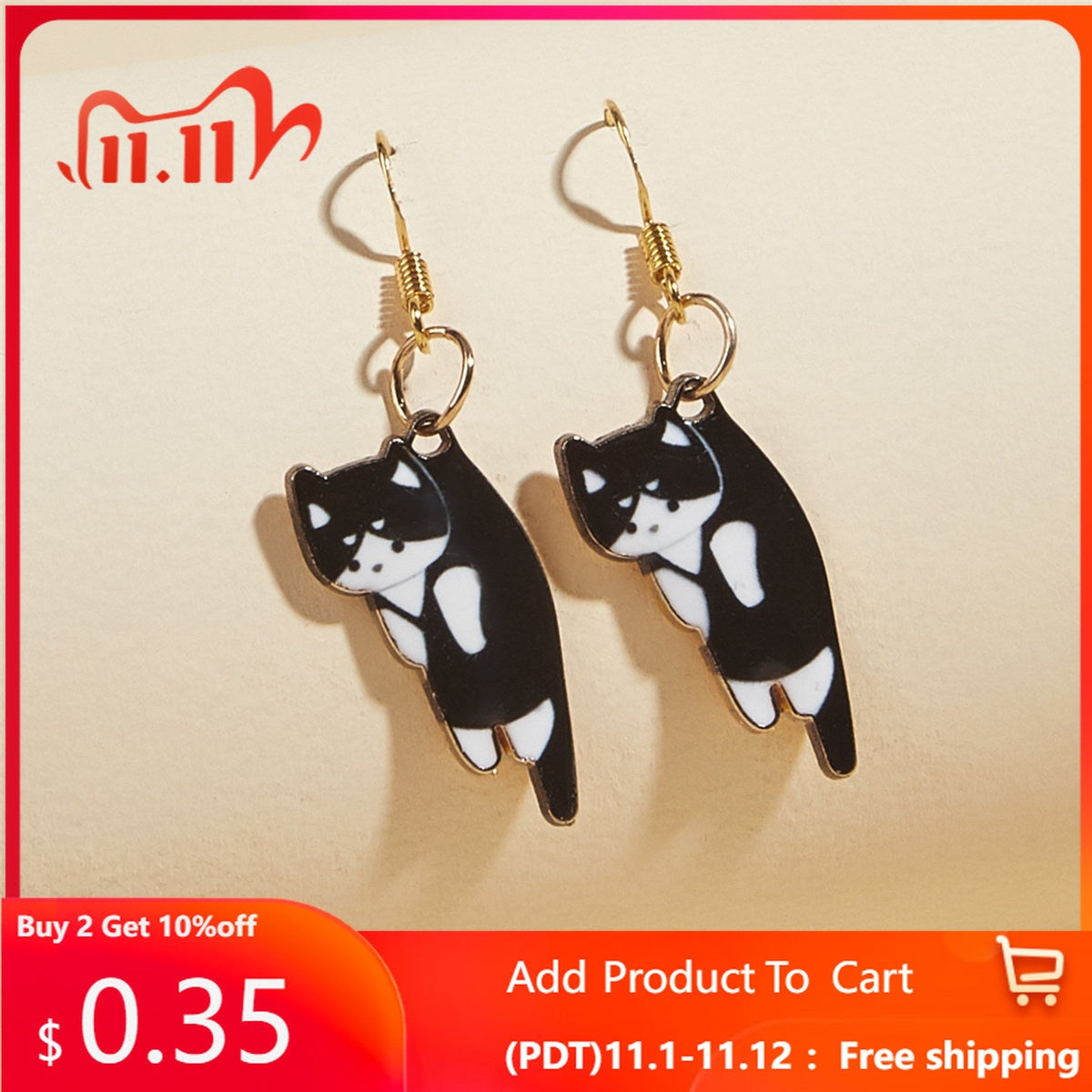 Trendy Cute Kitten Ear Hook Cartoon Girl Flower Cat Earrings Sweet and Fresh Texture Earrings pendientes  pendientes colgantes - Amazhona 