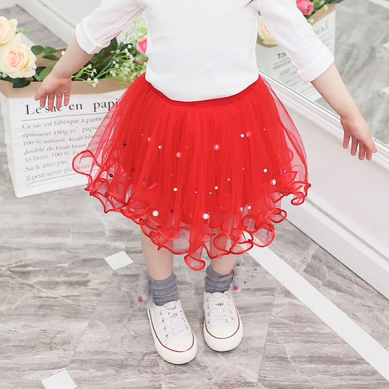 Tulle Tutu Fashion Bead Mesh Princess Skirt Children Dance Skirt Fashion - Amazhona 