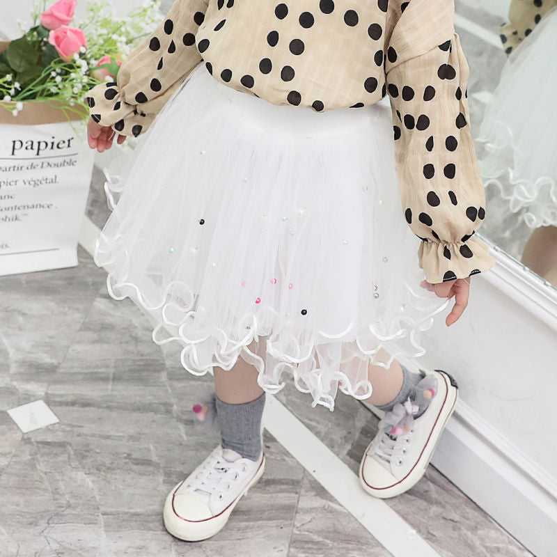 Tulle Tutu Fashion Bead Mesh Princess Skirt Children Dance Skirt Fashion - Amazhona 