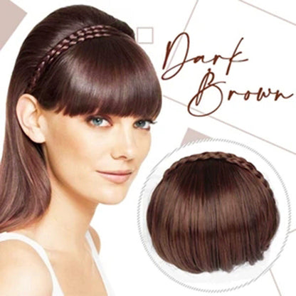 Twist Double Braid with Bangs and Chemical Fiber Bangs Headband - Amazhona 