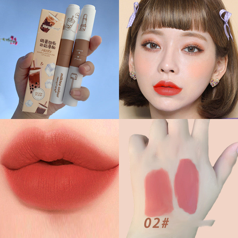 Two-headed Lipstick Lip Glaze Two-in-one Matte Velvet Lipstick - Amazhona 