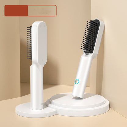 USB Portable Hot Air Comb Rechargable Professional Hair Dryer Brush 2 In1 Mini Hair Straightener Curler Brush Hair Styler - Amazhona 