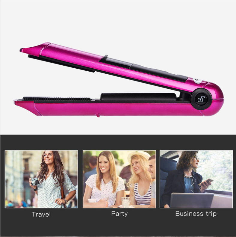 USB charging volume straight dual-purpose hair clips Straightener portable mini wireless charging - Amazhona 