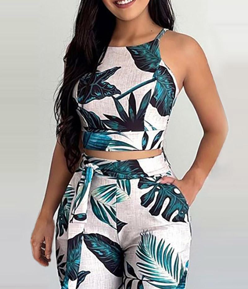 Urban Casual Printed Women's Pants Suit - Amazhona 