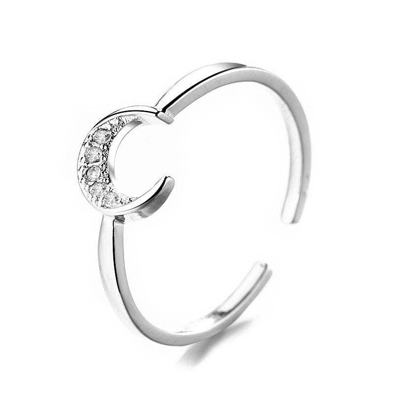 VENTFILLE 925 Sterling Silver Star Crytal Ring for Women Girl Personality Simple Adjustable Exquisite Jewelry Dropshippipng Gift - Amazhona 