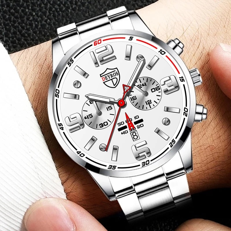 Watches for Men Business Luxury Stainless Steel Quartz Wristwatch Fashion Men Sports Bracelet Luminous Clock Watch reloj hombre - Amazhona 