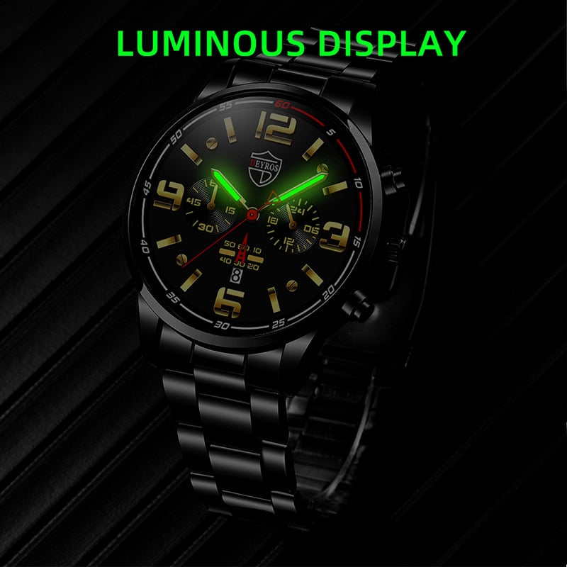 Watches for Men Business Luxury Stainless Steel Quartz Wristwatch Fashion Men Sports Bracelet Luminous Clock Watch reloj hombre - Amazhona 