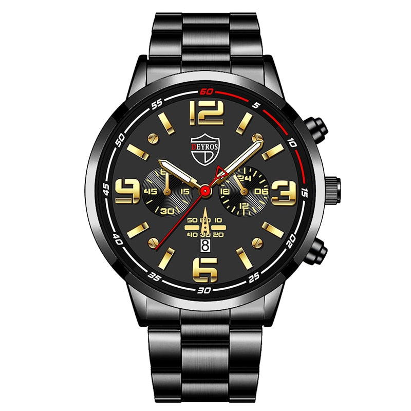 Watches for Men Business Luxury Stainless Steel Quartz Wristwatch Fashion Men Sports Bracelet Luminous Clock Watch reloj hombre - Amazhona 