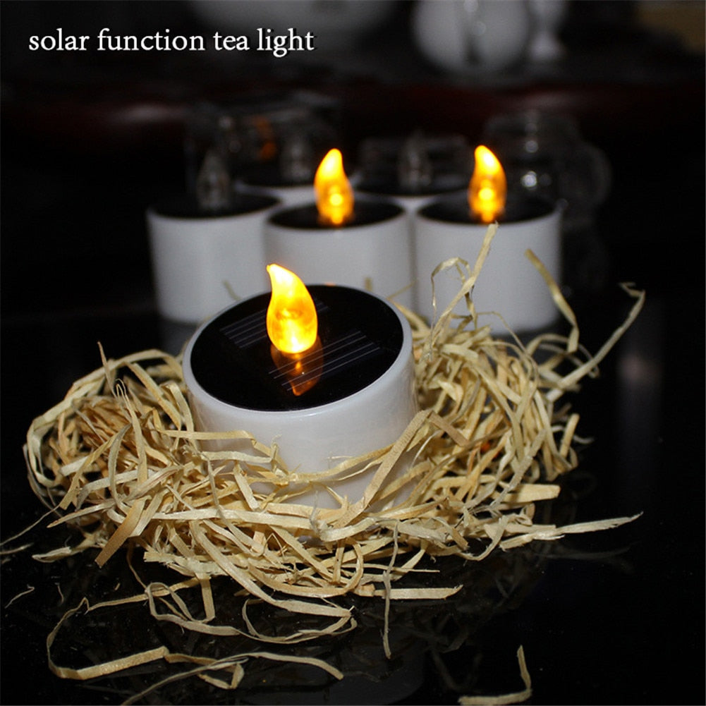 Waterproof Electric Candle Simulation Flameless Solar Powered LED Candle Light velas - Amazhona 