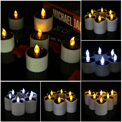 Waterproof Electric Candle Simulation Flameless Solar Powered LED Candle Light velas - Amazhona 