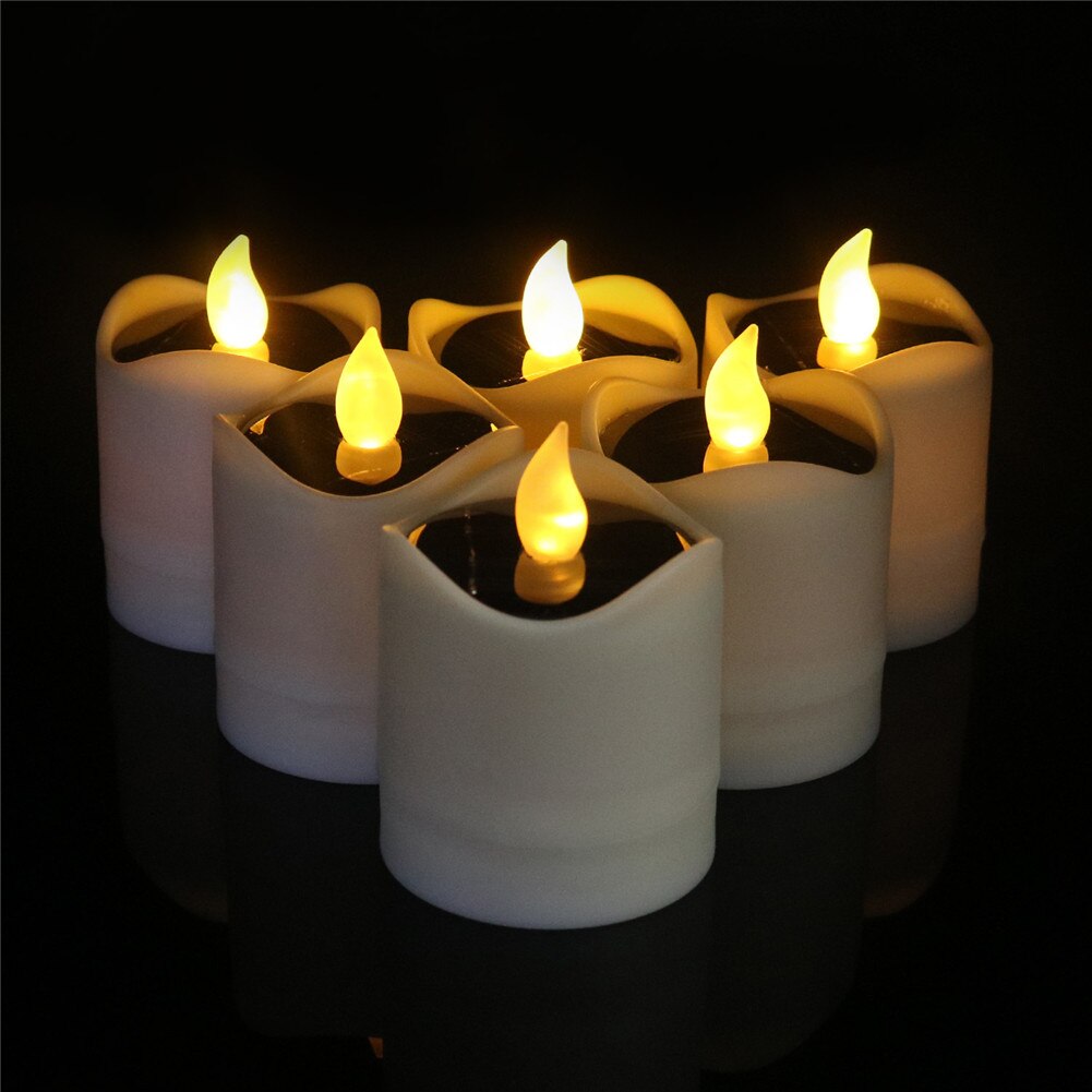 Waterproof Electric Candle Simulation Flameless Solar Powered LED Candle Light velas - Amazhona 